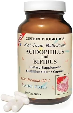 Custom Probiotics CP-1 Adult Formula – 60 Billion CFU Probiotic Supplement – 5 Strain High Potency Probiotics for Digestive & Gut Health