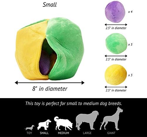 Midlee Hide a Ball Puzzle Dog Toy with 10 Plush Squeaker Balls (Small) | Interactive, Boredom Buster, Play Pet Squeaky
