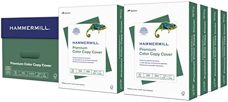 Hammermill Cardstock, Premium Color Copy, 80 lb, 8.5 x 11 - 1 Pack (250 Sheets) - 100 Bright, Made in the USA Card Stock, 120023R, White