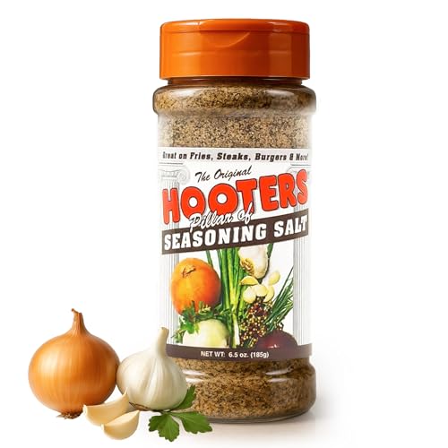 The Original Hooters Seasoning Salt - Onion & Garlic Flavored All Purpose Blend for Meat, Fries, Burger, Seafood, Beef, Salad, Chicken Seasoning - 147 Servings - 6.5 oz