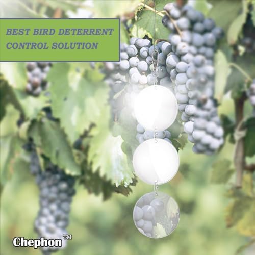 Chephon Upgraded Bird Scare Discs Set - Large 24 Discs - Highly Reflective Double-Sided Bird Reflectors Scare Devices - Better to Keep Most Birds