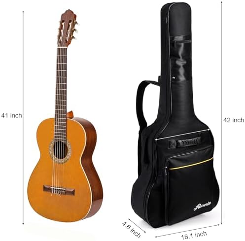 41 Inches Guitar Bag Dual Adjustable Shoulder Strap Acoustic Guitar Case Gig Bag, Waterproof Oxford Cloth 0.3 Inch Thicken Sponge Pad, Black