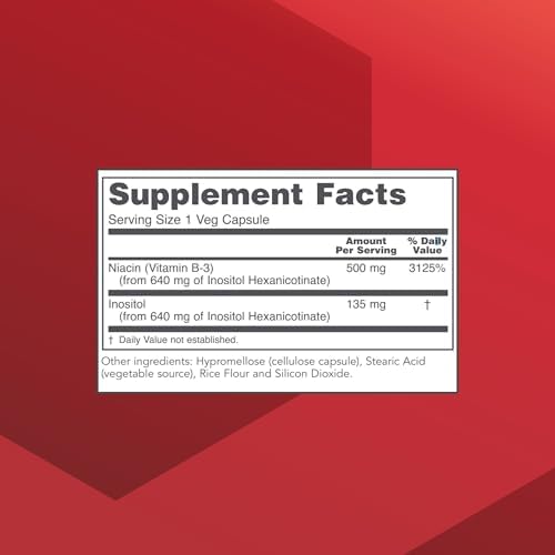 PROTOCOL FOR LIFE BALANCE Niacin 500mg - Inositol Hexanicotinate - No Flush Niacin - Vitamin B3 - Energy & Metabolism Support* - Vegan & Kosher - 90