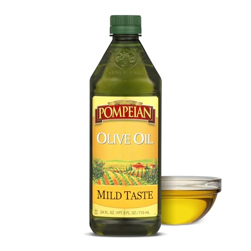 Pompeian Mild Taste Olive Oil - 68 fl oz (2 L) | Olive Oil for High Heat Cooking - Mild Flavor for Baking and Sauteing - High Smoke Point - Value Size