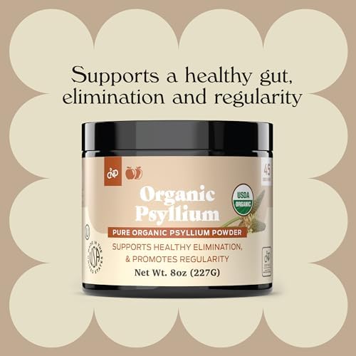 Organic Psyllium Husk Powder & Fiber Supplement Bulk - 10oz (280g) Pure Bulk Organic Whole Unflavored Fiber & Colon Cleanse Psyllium Seed