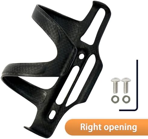 BRKURLEG Ultra-Light Carbon Fiber Water Bottle Cage with Screws Tool | Bike Water Bottle Cage Holder Brackets for Road Bike MTB Mountain Cycling Black Matte, Right Opening