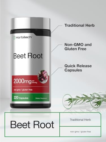 Horbäach Beet Root Powder Capsules | 220 Pills | Herbal Extract