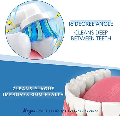 Alayna Toothbrush Heads Compatible with Oral-B, Cross-Style, 4 Pack | Replacement Brush Head Refills Compatible with Braun Oral-B Electric Toothbrushes and Most Click-On Handles