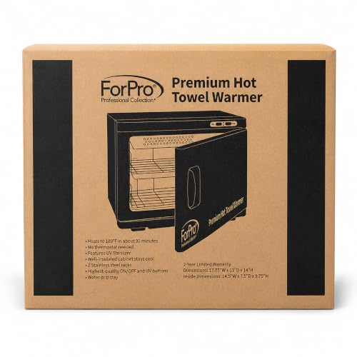 ForPro Professional Collection Premium Hot Towel Warmer, 23L Extra Large Capacity, Two Stainless Steel Racks, Black