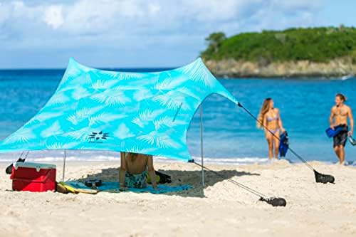 Neso Portable Beach Tent Sun Shelter with Sand Anchor - Lightweight Beach Shade Canopy - Easy Setup for Family Outings - Patented Reinforced Corners - UPF 50+ Sun Protection - 7 x 7ft - White