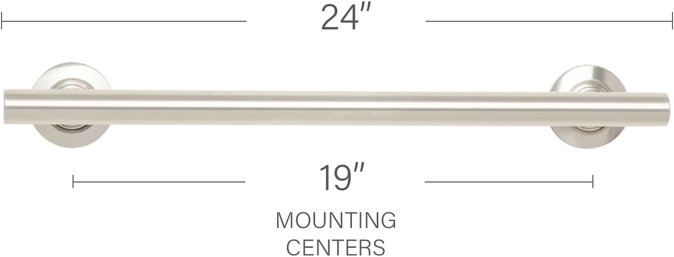 Seachrome 18-inch Coronado Designer Straight Bathroom Shower Grab Bar, Satin Stainless Steel, Brushed Nickel