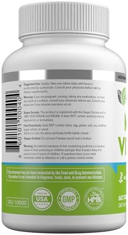 HAYAT Vitamins Vegan Natural Multivitamin, Daily Vitamins with Vitamin A, C, D, E, B1, B2, B3, B6, B12, Biotin, Zinc and More, 2 Month Supply