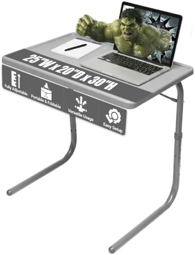 Table-Mate TV Tray Table | Portable Desk Folding Dinner Tray, Couch Table Trays for Eating Snack Food, Portable Laptop Desk, Bed Trays for Eating | Adjustable TV Trays with 3 Angles and Cup Holder