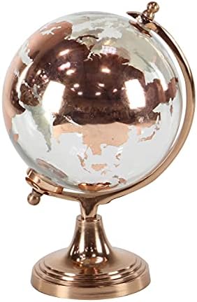Deco 79 Aluminum Globe with Tiered Base, 9" x 8" x 13", Copper