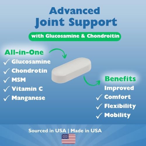 KALA HEALTH MSMPure Advanced Joint Support Tablets – Glucosamine, Chondroitin, OptiMSM, Ester-C & Manganese for Joint Health, Flexibility & Mobility – Vegetarian-Sourced Glucosamine, 360 Count