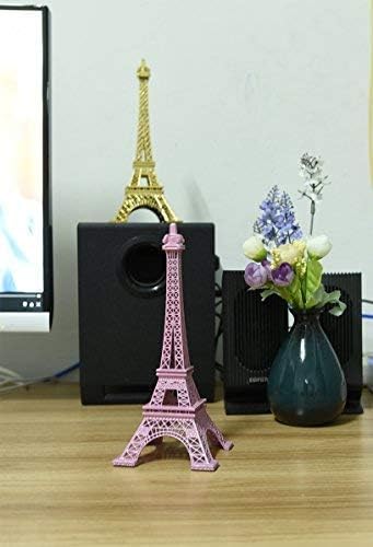 ESHATO Gold Metal Eiffel Tower Statue, 7inch Decorative Figurine Replica Stand Holder for Cake Topper Table Decor Gift Party Home Decoration