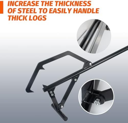 Faeshoo Timberjack Log Roller Lifter, Adjustable Logging Tools Log Rollers Cant Hook, Heavy Duty Steel Log Jack for Rolling Logs Ups to 25" in Dia