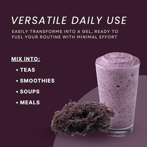 Raw Wildcrafted Purple Sea Moss 4oz, St. Lucia Seamoss, Natural Ocean Harvested Whole Purple Moss