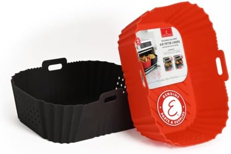 Reusable Silicone Air Fryer Liners for Emeril Lagasse Air Fryer Oven – Non-Stick Reusable Air Fryer Basket Liners – Dishwasher Safe – 9 x 7 x 3 Inch – 2 Pack – Black
