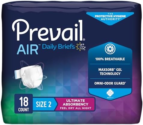 Prevail Breezers 360 Incontinence Briefs, Ultimate Absorbency, Size Two, 72 Count