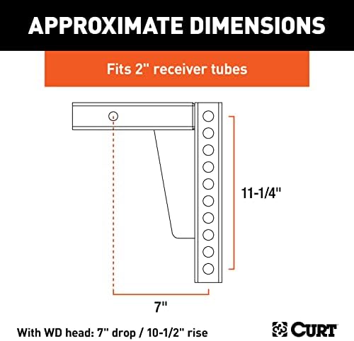 Curt Manufacturing 17123 Adj Hitch Bar 9 in X 7 in with 10 1/2 in Rise