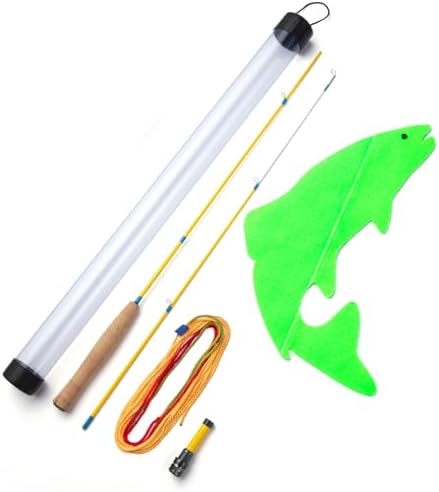 Maxcatch Practice Fly Fishing Rod, 4ft 2-Section, IM8 Graphite, with Detachable Reel Seat, 3 Color Lines, Trout-Shaped Target for Beginners