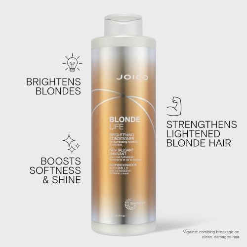 Joico Blonde Life Brightening Conditioner | For Blonde Hair | Illuminate Hydration & Softness | Add Softness & Smoothness | Sulfate Free | With Monoi & Tamanu Oil
