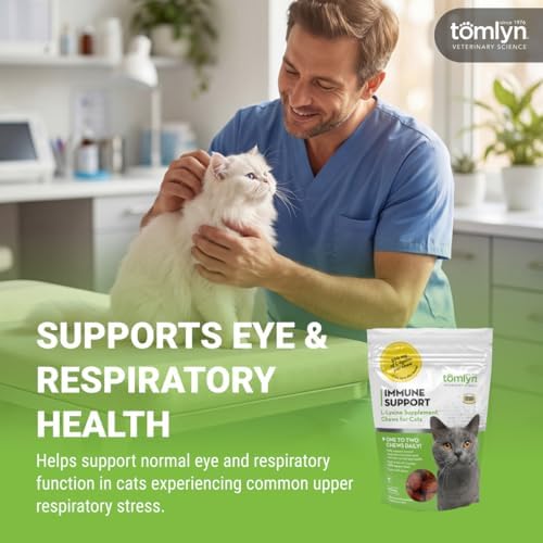 Tomlyn Immune Support Daily L-Lysine Supplement, Fish-Flavored Lysine Chews for Cats and Kittens, 30ct