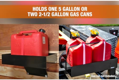 Buyers Products LT30 Gas Container Rack for Open or Enclosed Landscape Trailers, Bolt-On Carbon Steel Fuel Can Holder with Nylon Strap
