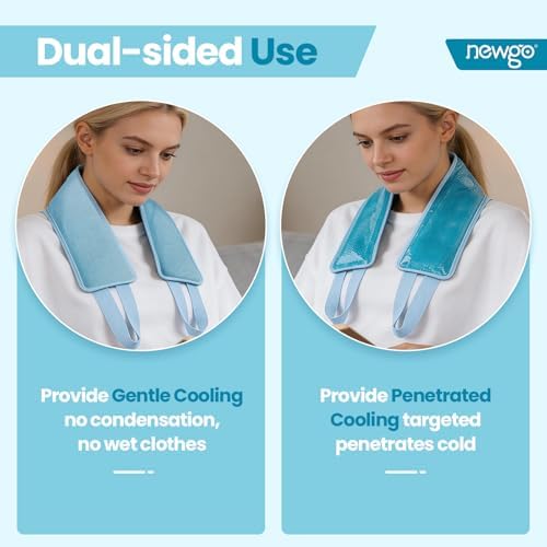 NEWGO Ice Pack for Neck Pain Relief, FSA Eligible, Blue | Double-sided Material, Neck Ice Wrap for Cervical Pain, Office Pressure, Sports Injuries
