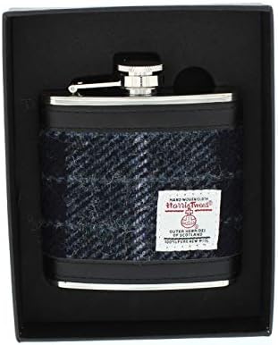 Glen Appin Harris Tweed Hip Flask Gift Boxed (Colour 95 Grey/Black)