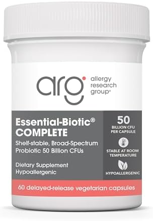 ARG Essential Biotic Complete - 50 Billion CFU Probiotic - Gut & Digestive Support - Delayed Release Capsules - Hypoallergenic - 60 Servings - 60