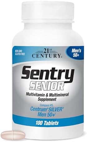 21st Century Sentry Senior Men 50+ Multivitamin Tablets, 100 Count | Complete Daily Multivitamin & Multimineral, Compare VS. Centrum® SILVER Men 50+
