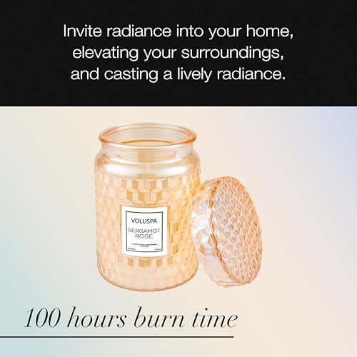 Voluspa Milk Rose, Large Candle Jar, 18 Ounce, 100 Hour Burn Time, Coconut Wax for Clean Burning, Handcrafted in the USA