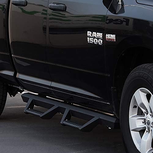 R&L Racing Matte Black Hoop Drop Step Side Nerf Bars Boards 2009-2019 for Ram Crew Cab