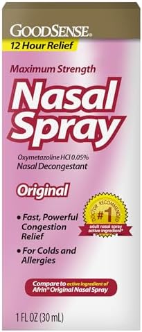 GoodSense Maximum Strength Nasal Spray, Fast Powerful Congestion Relief For Colds and Allergies, 1 Fluid Ounce
