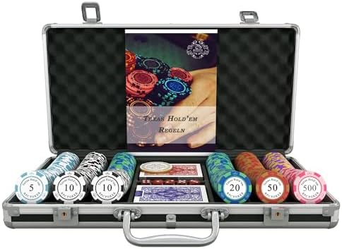 Bullets Playing Cards | Poker Set Corrado | 500 Clay Poker Chips (14 g) with Aluminum Case & Playing Cards – Texas Hold’em