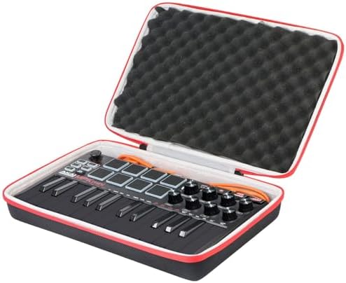 co2CREA Hard Case for Akai MPK Mini MKII/Play 25 Key Keyboard Controller | Compatible with MIDI Keyboard Controller, Travel Protective Storage Bag with Mesh Pocket & Handle