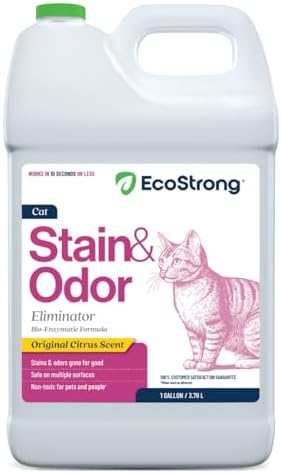Eco Strong Cat Stain And Odor Remover| Enzyme Urine Odor Neutralizer - Stain Remover for Carpet, Litter Boxes, Bedding