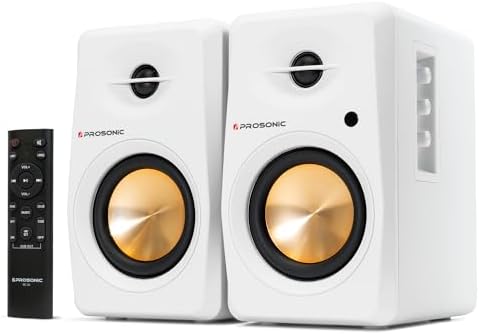 Prosonic BT30 White Bookshelf Speakers - Active Bluetooth 5.3 Powered Studio Monitors