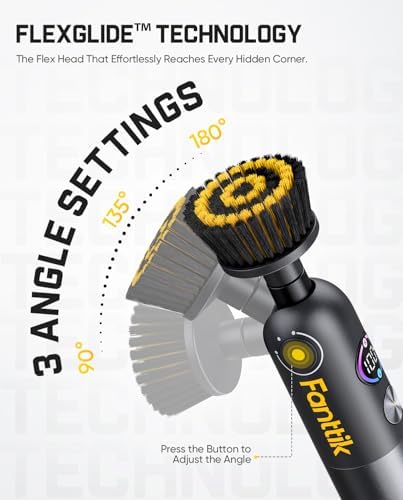 Fanttik Flip G10 Nano HomeCare Electric Spin Scrubber, Tile Grout Brush | 360° High-Torque Rotation, 2-Speed & 3-Angle
