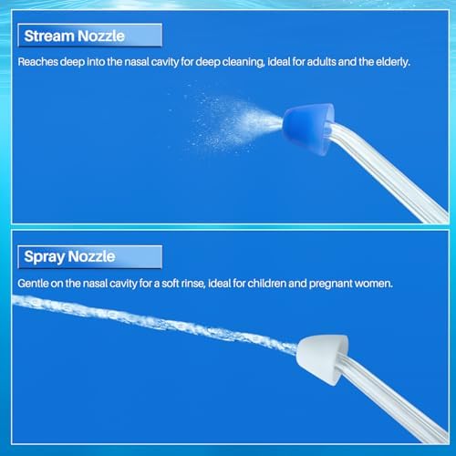 Nasal Irrigation System, Electric Nasal Rinse Machine for Sinus Relief & Nasal Care, Cordless Neti Pot with 4 Tips & 60 Salt Packs