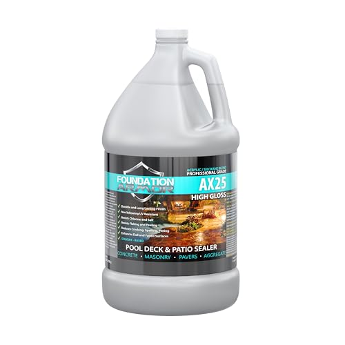 Armor AX25 Clear Wet Look High Gloss Solvent-Based Siloxane Infused Acrylic Concrete, Aggregate, and Paver Water Repellent Sealer by Foundation