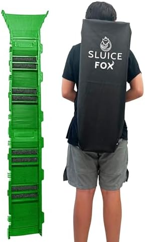 Portable Expandable Sluice Box for Gold Mining and Prospecting; Includes Miner's Moss, Hungarian Style riffles, and deep V riffles. Essential Tool for Gold panning Kits