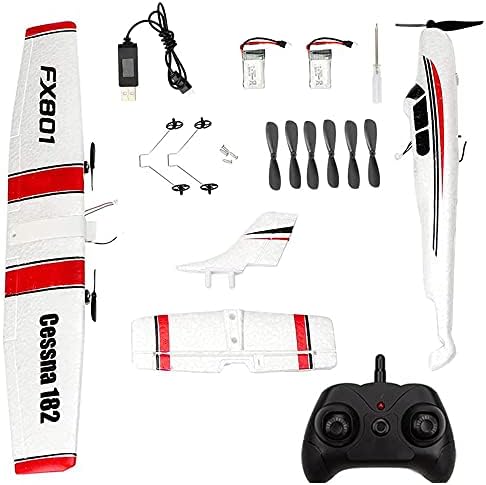 RC Plane Remote Control Airplane - PLRB Toys 2.4Ghz 2 Channels DIY RC Airplane Radio Control Cessna 182 Aircraft EPP Foam Glider Toys (Two Batteries)
