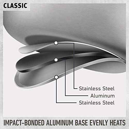 Calphalon Classic Stainless Steel Sauce Pan, 3.5-Quart, Impact-Bonded Aluminum Base, Stay-Cool Handles