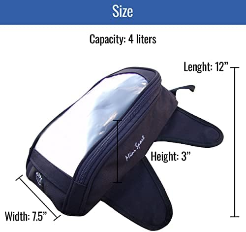 Mini Sport Magnetic Motorcycle Tank Bag for Securely Storing Essentials on Daily Rides | Low-Profile Design, Water-Resistant, UV-treated Polyester
