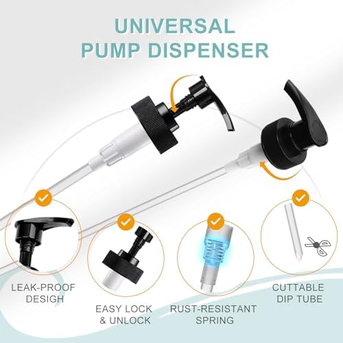 Gallon Pump Dispenser, Fits Most 1 Gallon Jugs and Containers 38/400 Pump Lid Top Replacement for Sanitizer, Lotion, Shampoo, Conditioner (6 Pack)