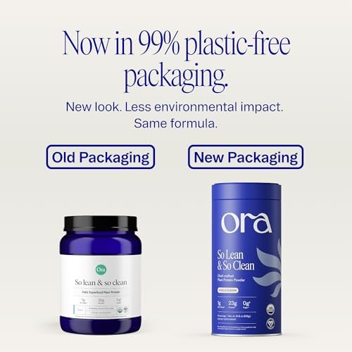 Ora Organic Plant-Based Protein Powder - 23g Protein for Women and Men - Vanilla Flavor 20 Servings, Vegan, Clean Protein, Third-Party Tested, Gluten-Free - 20 Servings
