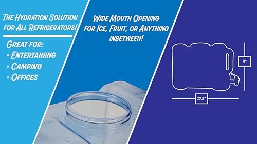 New Wave Enviro Products BPA Free Bottle, 2 Gallon Refrigerator with BPA Free Spigot and Integrated Handle, Refrigerator Dispenser Bottle, light blue
